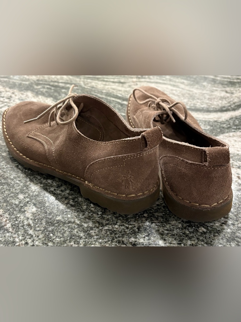 Fly London Brown Suede Lace-Up Flats
